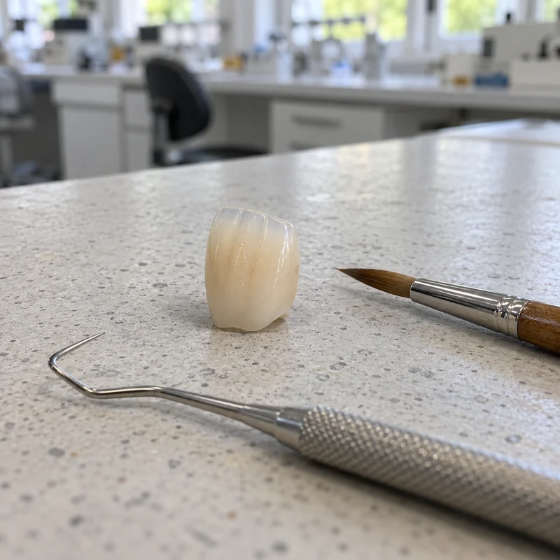 Illustration: a layered zirconia front crown