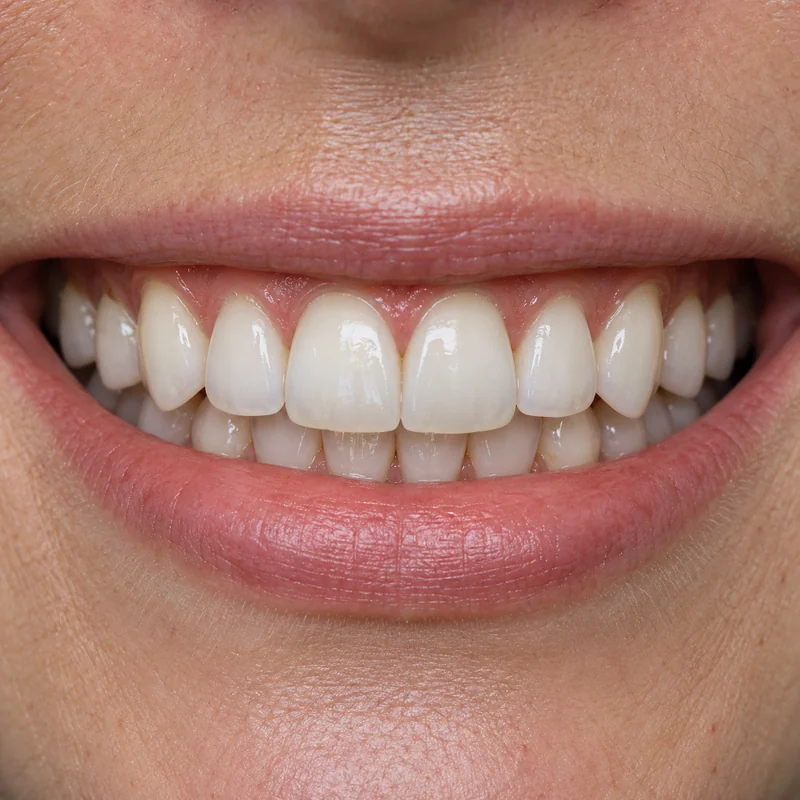 Composite veneers on two front teeth