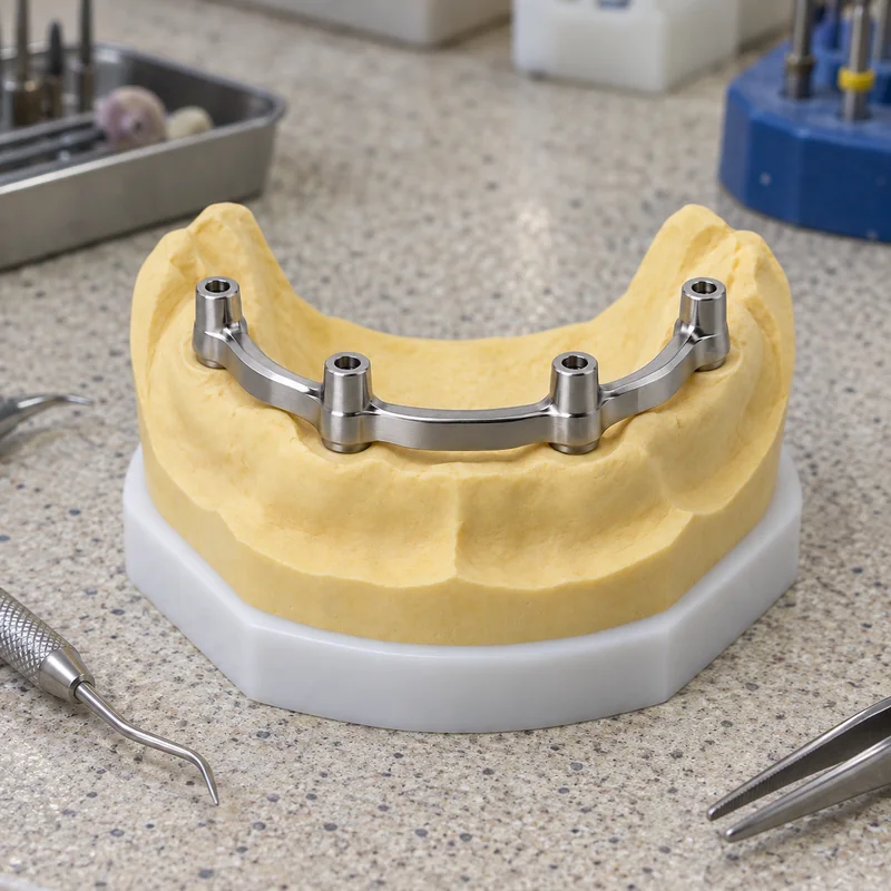 The titanium bar on its model