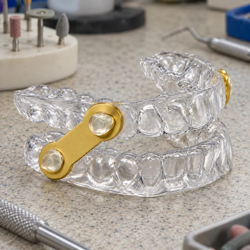 An anti-snoring appliance with a front connector